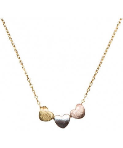 Handmade 3 Heart Necklace for Women Gold, Silver or Rose Gold Collection Gold Chain with 3 Tone Hearts $9.46 Necklaces