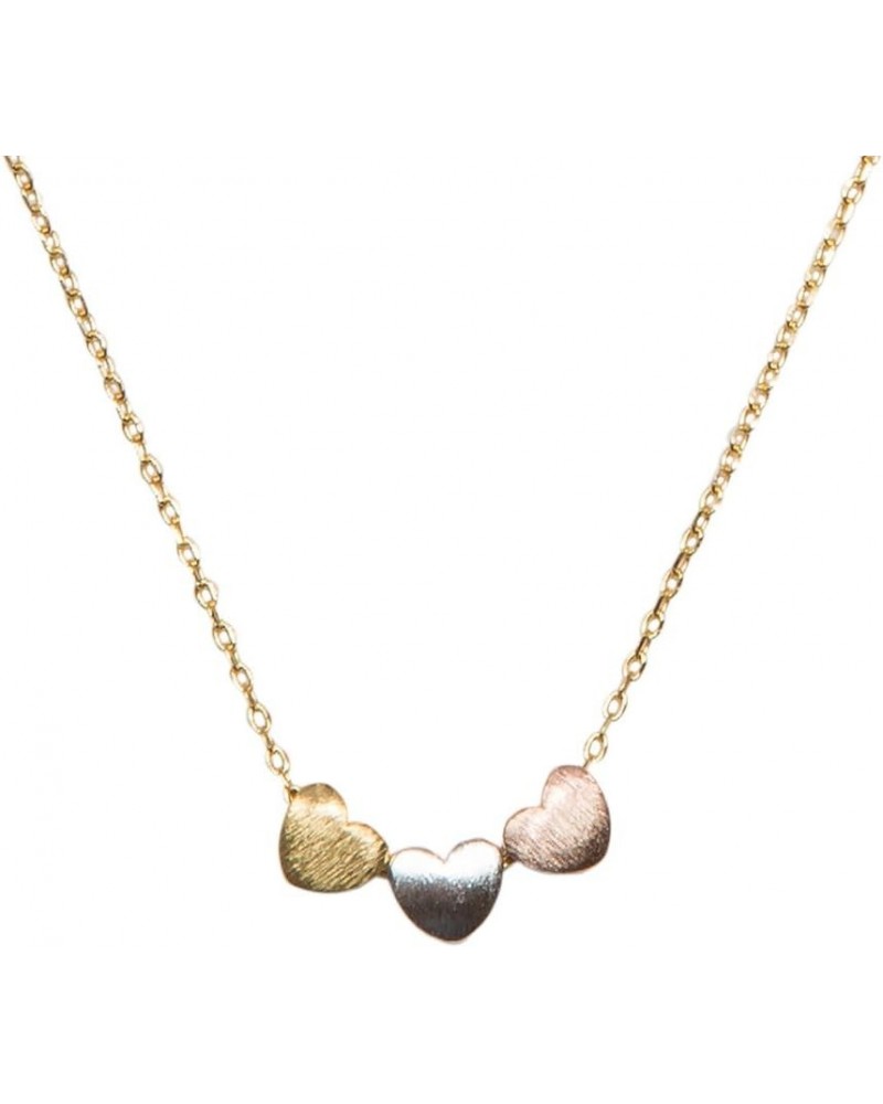 Handmade 3 Heart Necklace for Women Gold, Silver or Rose Gold Collection Gold Chain with 3 Tone Hearts $9.46 Necklaces