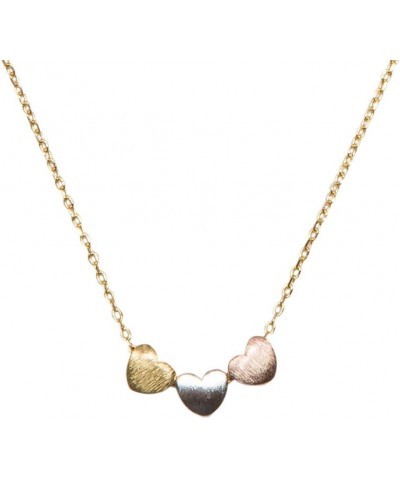 Handmade 3 Heart Necklace for Women Gold, Silver or Rose Gold Collection Gold Chain with 3 Tone Hearts $9.46 Necklaces