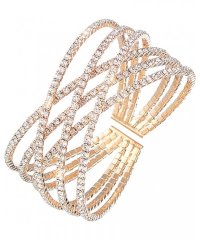 Rhinestone Bracelet for Women Multilayer Cuff Bracelet Craystal Braidal Bracelets Prom Party Jewelry Gold $8.99 Bracelets