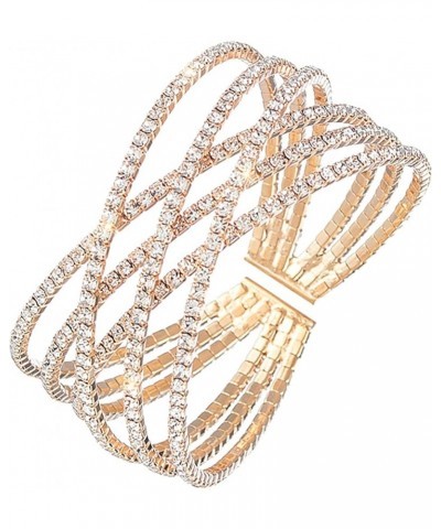 Rhinestone Bracelet for Women Multilayer Cuff Bracelet Craystal Braidal Bracelets Prom Party Jewelry Gold $8.99 Bracelets