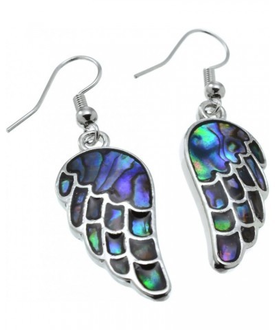 Silvertone Abalone Drop Earrings Angel Wings $11.21 Earrings