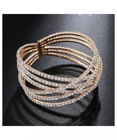 Rhinestone Bracelet for Women Multilayer Cuff Bracelet Craystal Braidal Bracelets Prom Party Jewelry Gold $8.99 Bracelets