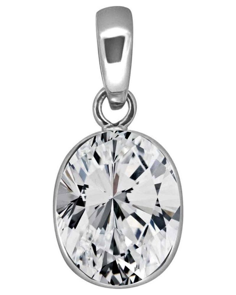 Choose Your Color Real 5 Carat Oval Shape Gemstones Simple 925 Silver Pendant Handmade Locket white cubic zircon-natural $15....