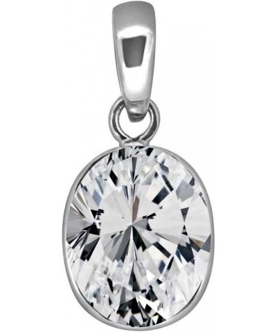 Choose Your Color Real 5 Carat Oval Shape Gemstones Simple 925 Silver Pendant Handmade Locket white cubic zircon-natural $15....