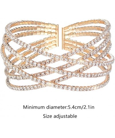 Rhinestone Bracelet for Women Multilayer Cuff Bracelet Craystal Braidal Bracelets Prom Party Jewelry Gold $8.99 Bracelets