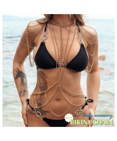 Gold Sexy Body Chain Jewelry for Women Bra Chest Chains Bikini Beach Belly Waist Chain Rave Party Tassel Layered Body Accesso...