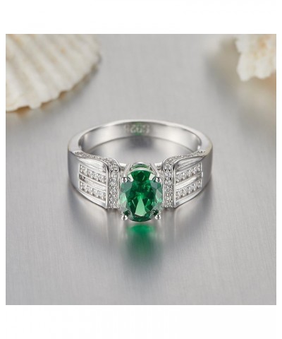 5x7mm Radiant Cut Simulated Emerald 925 Sterling Silver Bypass Geometric Ring for Women Green $11.04 Rings