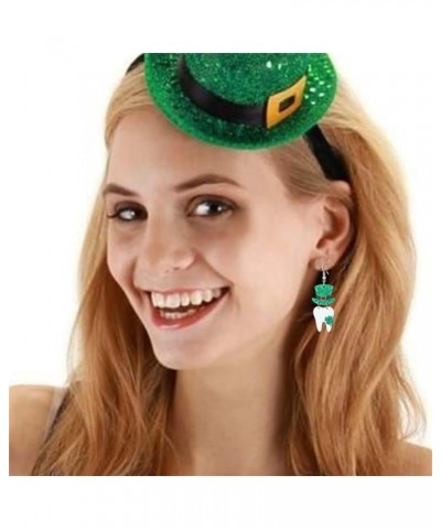 St. Patrick's Day Earrings for Women Girls Green Leaf Hat Clover Horseshoe Drop Earrings Irish Shamrock Acrylic Dangle Earrin...