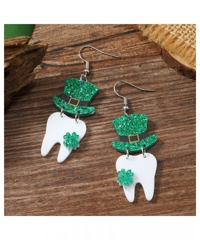 St. Patrick's Day Earrings for Women Girls Green Leaf Hat Clover Horseshoe Drop Earrings Irish Shamrock Acrylic Dangle Earrin...