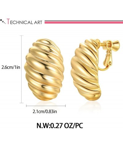 Antique Gold Clip On Hoop Earrings for Women Non Pierced Clip on Earrings with Interwoven Textured Jewelry Gifts EH21314A $10...