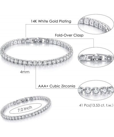 2 Pcs Tennis Bracelets for Women 14K Gold Plated AAA+ Cubic Zirconia CZ Diamond Classic Adjustable Slider Bracelet Fashion Je...