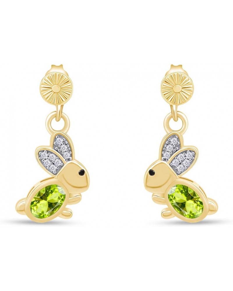 14k Gold Over Sterling Silver Animal Rabbit Easter Bunny Womens Drop Earrings Yellow Gold Over : Simulated Peridot $24.48 Ear...