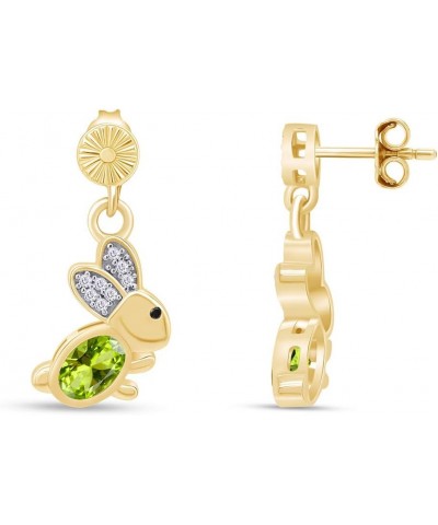 14k Gold Over Sterling Silver Animal Rabbit Easter Bunny Womens Drop Earrings Yellow Gold Over : Simulated Peridot $24.48 Ear...