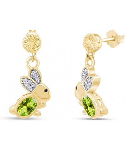 14k Gold Over Sterling Silver Animal Rabbit Easter Bunny Womens Drop Earrings Yellow Gold Over : Simulated Peridot $24.48 Ear...