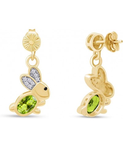 14k Gold Over Sterling Silver Animal Rabbit Easter Bunny Womens Drop Earrings Yellow Gold Over : Simulated Peridot $24.48 Ear...