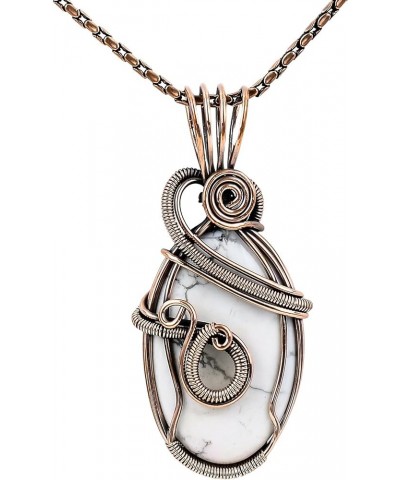 Gemstone Pendant Copper Wire Wrapped Jewelry Necklace 20 Howlite $22.03 Necklaces