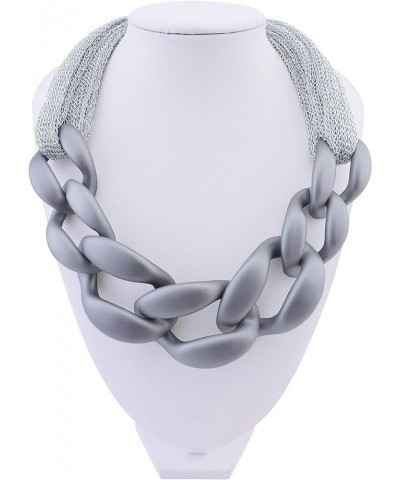 Statement Chunky Fashion Acrylic Beads Choker Chain Necklace for Women Gifts Sliver Grey $11.54 Necklaces