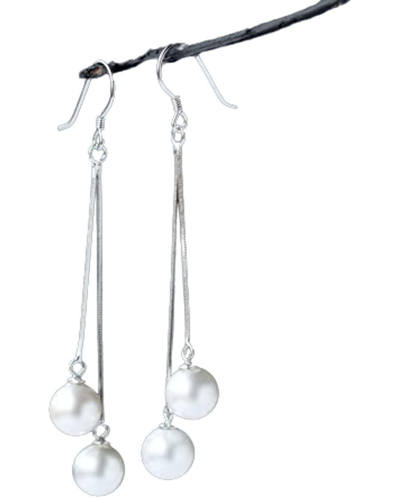 S925 Silver Artificial Pearl Threader Dangle Drop Earrings Threader Tassel Dangling Charm Earrings Fashion Jewelry Gifts for ...