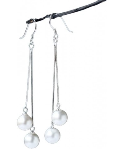 S925 Silver Artificial Pearl Threader Dangle Drop Earrings Threader Tassel Dangling Charm Earrings Fashion Jewelry Gifts for ...