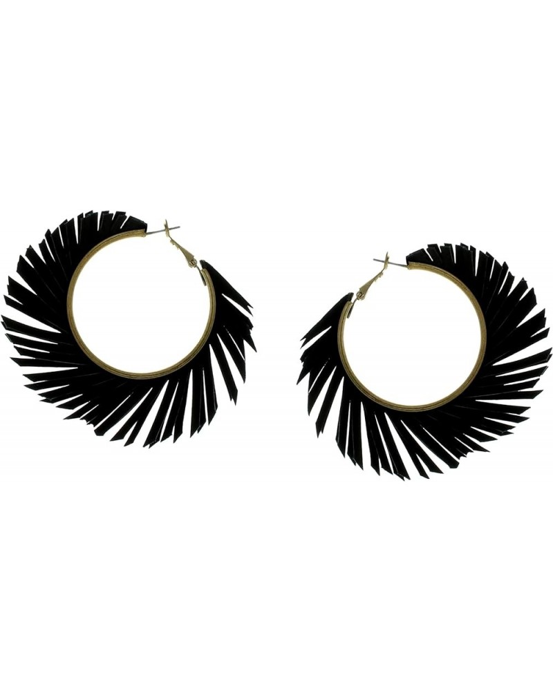 Willow Chunky Gold Hoop Earrings, Colorful Fringe Spiral Womens Hoop Earrings Fashion Jewelry for Any Event Gold / Black $9.7...