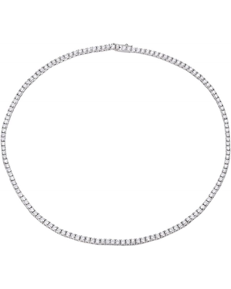 7.98cttw-11.76cttw Moissanite Tennis Necklace for Women Men D Color VVS1 Diamond Necklace Sterling Silver Chain Necklace with...