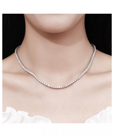 7.98cttw-11.76cttw Moissanite Tennis Necklace for Women Men D Color VVS1 Diamond Necklace Sterling Silver Chain Necklace with...