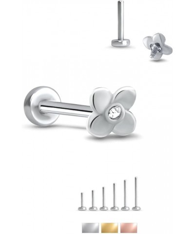 316L Surgical Steel Labret Monroe Nose Stud Flower Design Choose Your Size 18G 16G Steel-16G-5/16" Post $13.49 Body Jewelry