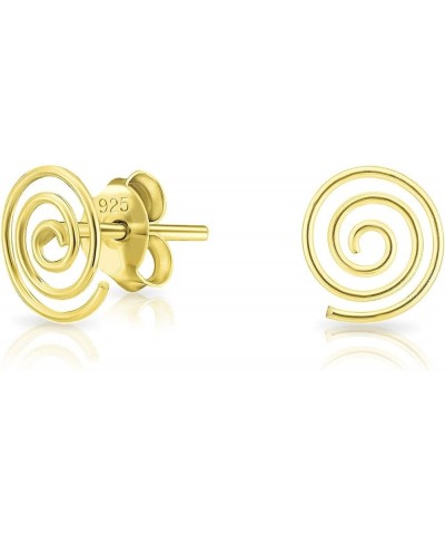 925 Sterling Silver, 24K Yellow or 18K Rose Gold Plated - TINY/SMALL/MEDIUM Fashion Hook or Stud Earrings - Swirl Spiral/Curl...