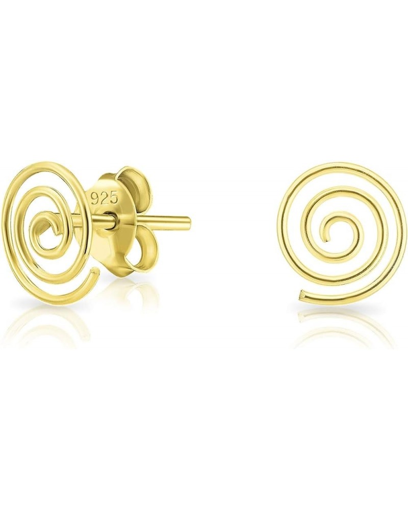 925 Sterling Silver, 24K Yellow or 18K Rose Gold Plated - TINY/SMALL/MEDIUM Fashion Hook or Stud Earrings - Swirl Spiral/Curl...