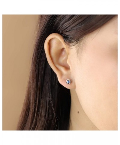 Jewelry Sterling Silver Flower Shaped Dot Stud Earring Lapis $13.51 Earrings