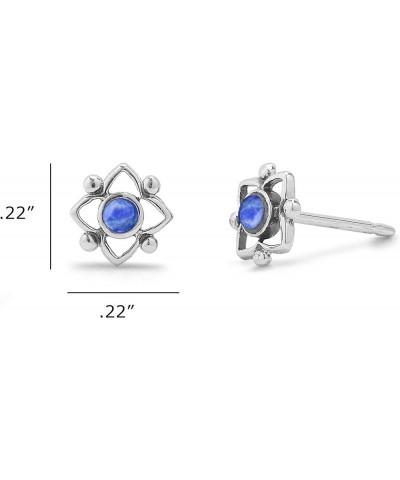 Jewelry Sterling Silver Flower Shaped Dot Stud Earring Lapis $13.51 Earrings