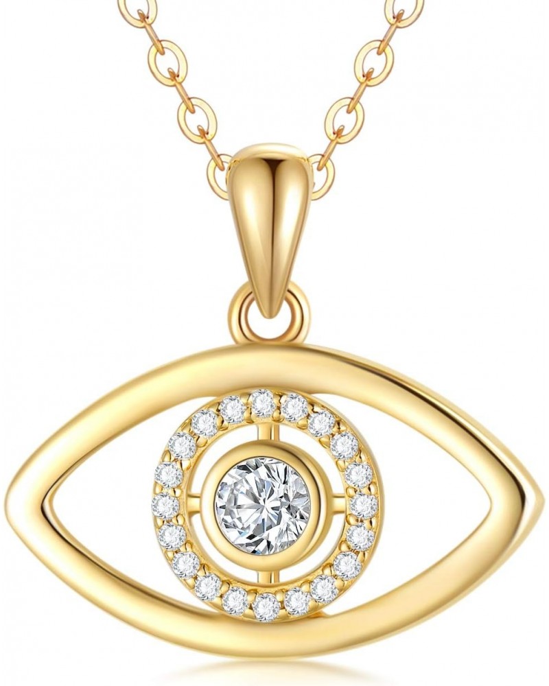 14K Solid Gold Evil Eye Pendant Necklace Fine Jewelry Gift for Women, Girls 18" (Adjustable Length) $101.38 Necklaces