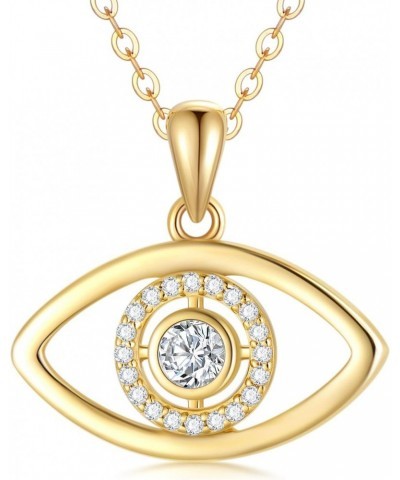 14K Solid Gold Evil Eye Pendant Necklace Fine Jewelry Gift for Women, Girls 18" (Adjustable Length) $101.38 Necklaces