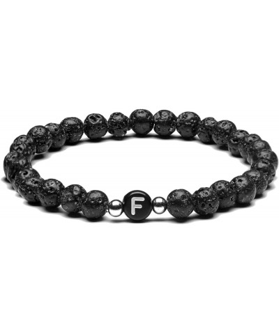 Name Bracelet Personalized Initial Letter Lava Rock Handmade for Women Men Couples (E) F $8.50 Bracelets