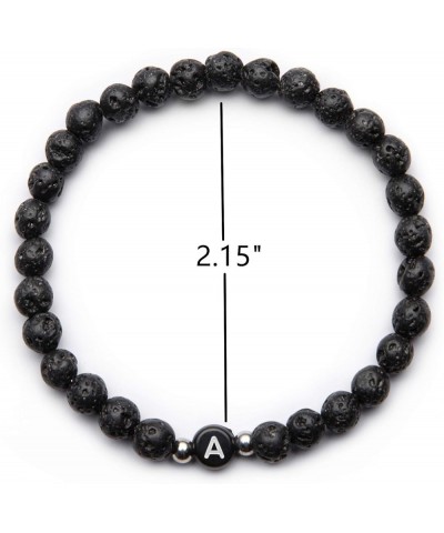 Name Bracelet Personalized Initial Letter Lava Rock Handmade for Women Men Couples (E) F $8.50 Bracelets