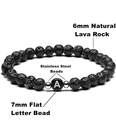 Name Bracelet Personalized Initial Letter Lava Rock Handmade for Women Men Couples (E) F $8.50 Bracelets