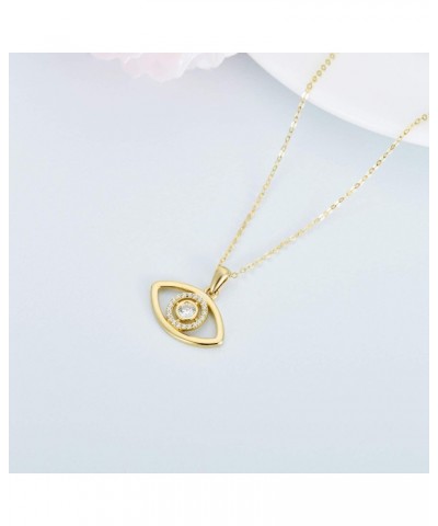 14K Solid Gold Evil Eye Pendant Necklace Fine Jewelry Gift for Women, Girls 18" (Adjustable Length) $101.38 Necklaces