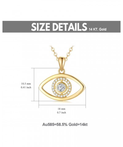 14K Solid Gold Evil Eye Pendant Necklace Fine Jewelry Gift for Women, Girls 18" (Adjustable Length) $101.38 Necklaces