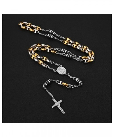 Rosary Beads Cross Necklace for Women Stainless Steel Heavy Crucifix Virgin Mary Y Shape Necklaces Jewelry Iron Chain $9.53 N...