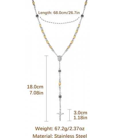 Rosary Beads Cross Necklace for Women Stainless Steel Heavy Crucifix Virgin Mary Y Shape Necklaces Jewelry Iron Chain $9.53 N...