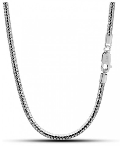 Italy 925 Sterling Silver Snake Chain Necklace Men & Women 3MM-4MM Rolo Link Round Chain Chokers 18 "20" 22 "24" 26 "28" 30" ...