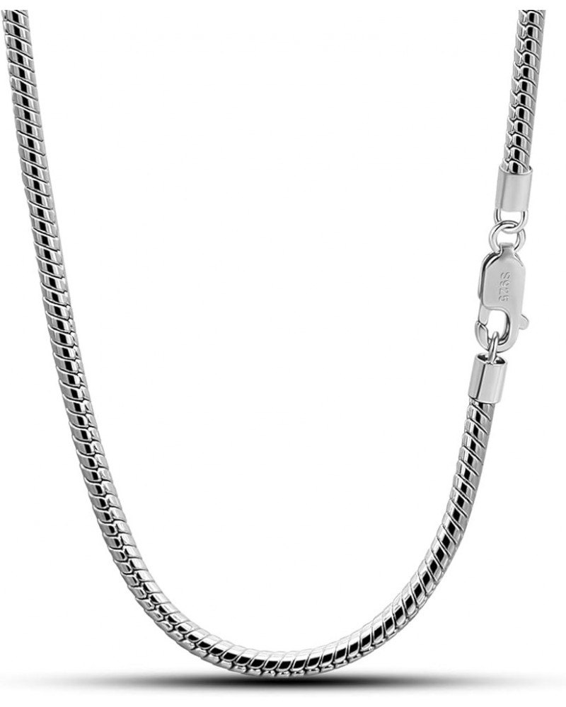 Italy 925 Sterling Silver Snake Chain Necklace Men & Women 3MM-4MM Rolo Link Round Chain Chokers 18 "20" 22 "24" 26 "28" 30" ...