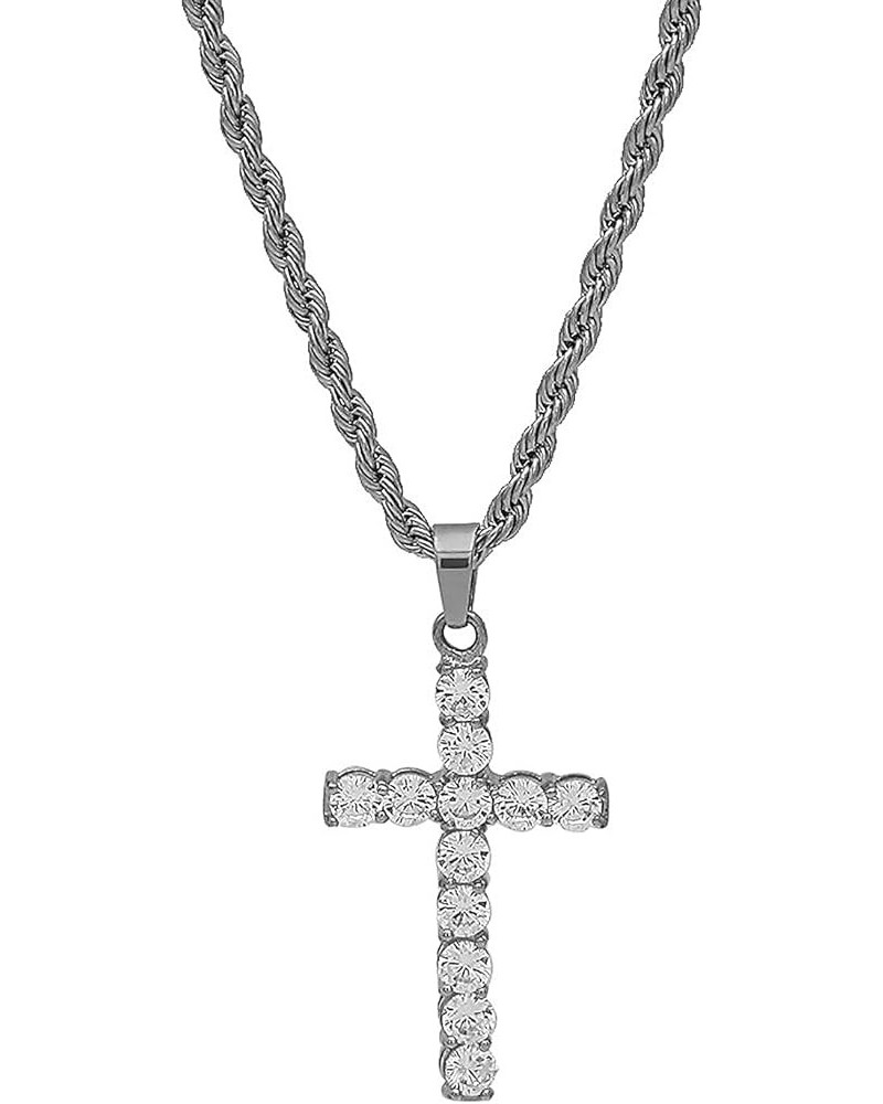 Zirconia Cross Hip Hop Gold/Silver Plated Iced Out Crystal Cross Necklace Egyptian Crystal Coptic Ankh Pendant Jewelry Gemsto...