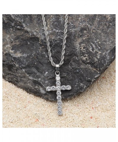 Zirconia Cross Hip Hop Gold/Silver Plated Iced Out Crystal Cross Necklace Egyptian Crystal Coptic Ankh Pendant Jewelry Gemsto...