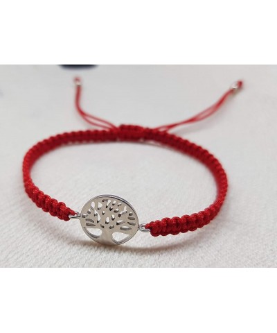 925 Sterling Silver Bracelet – Tree of Life – in Macrame, Red String Thread – Adjustable – 100% Handmade Silver $11.76 Bracelets