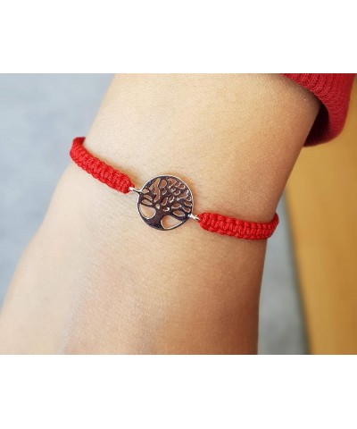 925 Sterling Silver Bracelet – Tree of Life – in Macrame, Red String Thread – Adjustable – 100% Handmade Silver $11.76 Bracelets