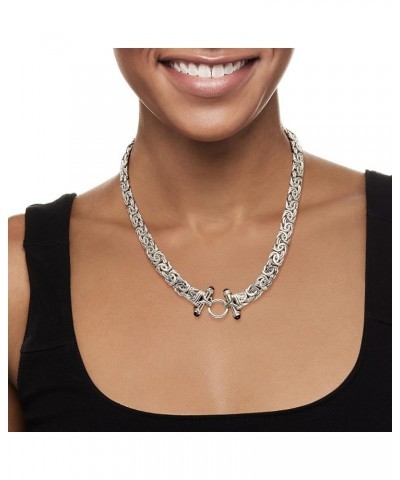 Sterling Silver Byzantine Necklace With Black Onyx 18.0 Inches $90.28 Necklaces