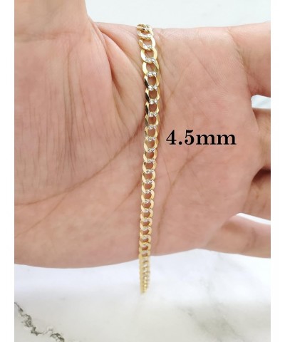 Jewelry Empire Solid 10K Yellow Gold Pave Cuban Link Diamond Cut Bracelet and Anklet for Men and Women 4.5mm $82.40 Anklets