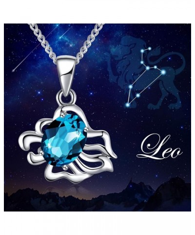 Zodiac Constellation Necklace Crystals Birthstone Jewelry Gifts for Women Girls H_7.23-8.22Leo Sky blue $10.63 Necklaces